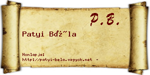 Patyi Béla névjegykártya